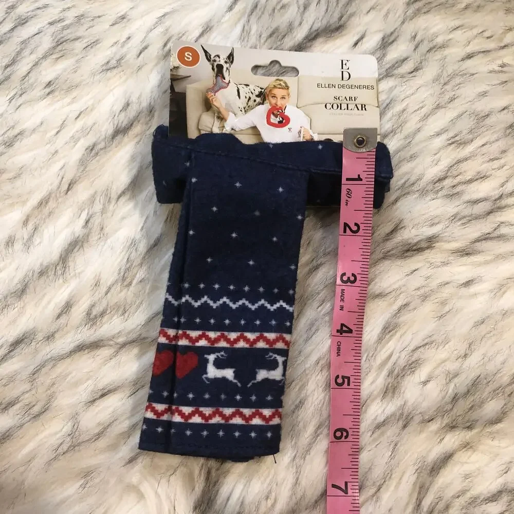 New ED Ellen Degeneres Small Dog Puppy Fair Isle Reindeer Christmas Scarf Collar